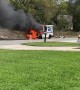 Firefighters Put out Mail Truck Engulfed in Flames