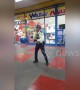 Security guard shows off dance moves outside supermarket