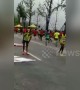 Bollards blown over by helicopter livestreaming Chongqing marathon race injure one runner