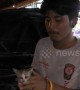 Kitten rescued after surviving being stuck in the engine of a moving car in Thailand