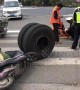 Tyre falling off semitrailer runs over worker on Chinese highway