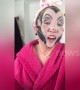 Woman has hilarious reaction when she discovers she wears a "Malicious" facial mask