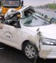 Out-of-control lorry slides into car and rips its roof off in China