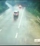 Narrow escape! Driver stops in time to avoid landslide in China