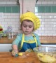Two-year-old makes edible slime during own 'cooking show'