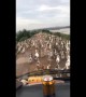 Hundreds of ducks block road in Vietnam