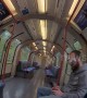 Man explores the Central Line carriage through the perspective of his drone