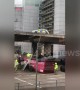Delivery lorry left overturned after crashing through flyover barrier in Reading