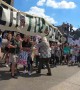 Youth climate change activists gather at Nelson's Column in central London