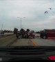 Out of Control Trailer Jackknifes on Highway