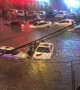Vehicles submerged in deep water after heavy rainstorm causes floods in China