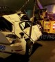 Car falls off 30-foot-high overpass after dramatic crash in Shanghai