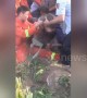 Firefighter hangs upside-down to rescue toddler trapped down deep well in China
