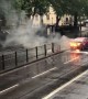 Car bursts into flames in central London