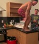 Dude does front-flip onto kitchen floor, acts like it\'s no big deal