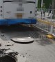 Manhole explodes underneath bus causing windows to shatter in China's Wuhan