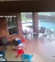 'Table needed cleaning anyway!' Texas storm blows garden furniture into pool