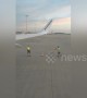 Ryanair workers caught on camera playing 'cone flip' game on runway at Prague airport