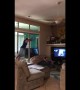 Dude jumps onto beanbag, sends sister flying into the air