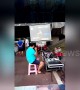 Man sets up outdoor karaoke stall under riverside bridge in China's Yichang