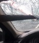 Flying iron bar impales a car windscreen on Chinese motorway