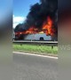Black smoke pours out of coach that was carrying UK children