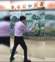 Chinese art teacher draws incredible landscapes on blackboard with chalk