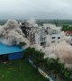Controlled explosions demolish illegal hotel in northern India