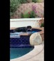 Pampered dog sneaks off to enjoy hot tub while human is away