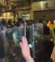 Protesters attempt to give flowers to riot police before attempt to clear streets