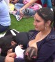 Hundreds of Colombian mothers breastfeed in public