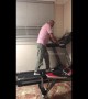 Older man freaks out and can't figure out how to turn off treadmill