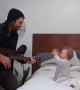 When dad begins to play guitar, this baby has the best reaction ever
