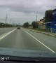 Car Pushed into Oncoming Traffic