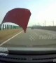 Bonnet smashes car window after being blown off by strong winds in China