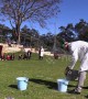Australian science teachers amuse students with giant cola-powered rocket launch