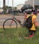 Man Rides His Bike the Hard Way