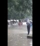 Ingenious way to cross a flooded road