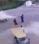 Motorist sprayed with fire extinguisher after he refused to stop smoking at petrol station in China