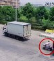 Scooter rider narrowly avoids being run over by truck in China