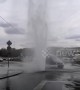 Broken pipes see fountain of boiling water spurt out of road in Moscow