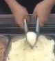 Ice cream juggler shows off some impressive skills