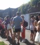 Huge queues at London lido during bank holiday heatwave