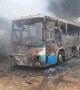 Bus powered by natural gas bursts into flames after mechanic opened tank