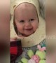 Adorable Michigan baby has burrito shell around head
