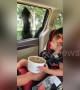 Incredible moment little girl feeds OSTRICH through car window