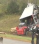 Tractor-Trailer Turned on its Side