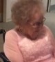 Elderly man\'s face lights up when he sees his wife in wedding dress