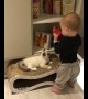 Kid gives unlimited treats to kitty best friend