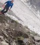 Bouncing Boulder Barely Misses Climber